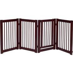 Giantex Giantex Freestanding Pet Gate with Door, 30inch 4 Gate Walk Through Puppy Fence