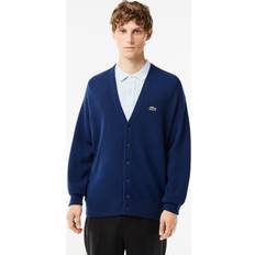 Lacoste Trøjer Lacoste Men's Relaxed Fit Tone-on-Tone Buttons Wool Cardigan Navy Blue