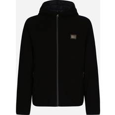 Dolce & Gabbana Uomo Giubbotti Dolce & Gabbana Hooded Jersey Plate Windbreaker Men's - Black