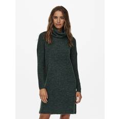 Only Damen Strickkleid Loose Fit Longsleeve Knit Kleid mit Langen Ärmeln Rollkragen Dress Pullover, Farben:Grün,Größe Damen:XS