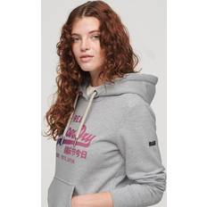 Superdry Damen Pullover Superdry Women's Hoodie mit Farblich Abgestimmtem Vintage-Grafiklogo Grau Größe: Grau