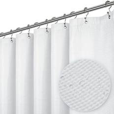 LiBa Waffle Weave Fabric White Shower Curtain