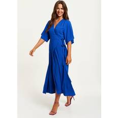 Liquorish Royal Blue Maxi Wrap Dress With Kimono Sleeves