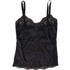 Seta Vestaglie Dolce & Gabbana Black Lace Silk Sleepwear Camisole Top Underwear IT1