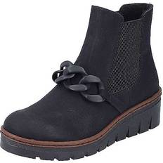 Kunstleder Chelsea Boots Rieker Damen X9173 Chelsea-Stiefel, Schwarz