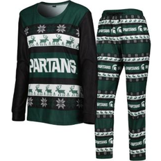 Green Pyjamas Foco Women's Green Michigan State Spartans Ugly Long Sleeve T-shirt and Pajama Pants Sleep Set Green