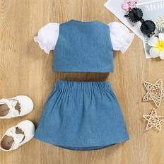 Children's Clothing Vedolay Vedolay Skirts For Girl Girl Skirt Sets Piece Outfit Spring Summer Clothes Peter Pan Collar Tops Ruffle Mini Skirts BU1 2-3 Years