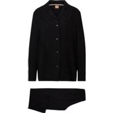 BOSS Monogram-jacquard pyjamas in satin Black