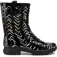 Schnürung - Schwarz Gummistiefel Aigle Damen Alya-Aufdruck Gummistiefel, Chevron, Weit