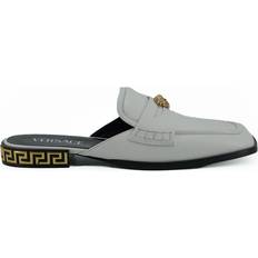 Versace Tofflor & Sandaler Versace White Calf Leather Slides Flat Shoes EU37/US7