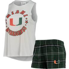 Green Pyjamas Concepts Sport White Miami Hurricanes Ultimate Flannel Tank Top Sleep Set Green, NCAA Women's at Academy