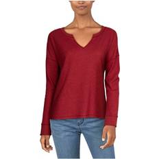 Natural - Women Shirts Natural Reflections Hillside Notch-Neck Long-Sleeve Waffle Shirt for Ladies Rhubarb