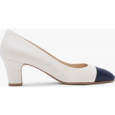 DANIEL Akuna Cream Leather Block Heel Court Shoes 39, Colour: Ca