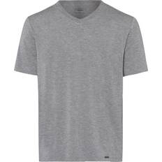 Viscose T-shirts Hanro Casuals Short Sleeve V-Neck Shirt Stone Melange Men's Clothing Gray