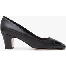 DANIEL Akuna Black Leather Block Heel Court Shoes Colour: Black Leathe