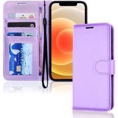 Apple iPhone 12 Pro Wallet Cases TechGear iPhone 12 iPhone 12 Pro Leather Wallet Case, Flip Protective Case Cover with Wallet Card Holder, Stand and Wrist
