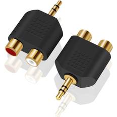3.5 mm TRS to Dual RCA Female Audio Adapter 2-Pack
