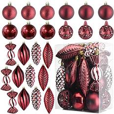 Ball Ornaments 24 pcs Wine Red