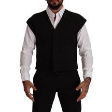 Man - Wool Vests Dolce & Gabbana Black Wool Cotton Dress Waistcoat Vest IT48