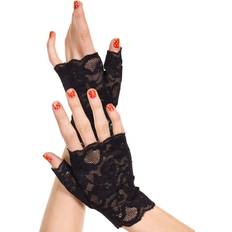 Music Legs 416-BLACK Lace Fingerless Gloves Black