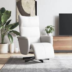 Vita Fåtöljer på rea vidaXL Reclinerfåtölj Med Fotstöd Vit Konstläder Fåtölj