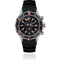 Chris Benz Armbandsur Chris Benz depthmeter chronograph 300m orange mit schwarzem kautschukband