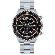 Chris Benz Armbandsur Chris Benz depthmeter chronograph 300m orange mit metallband