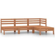 Brune Loungesett vidaXL Garten-Lounge-Set 4-tlg Massivholz Kiefer Honigbraun Lounge-Set