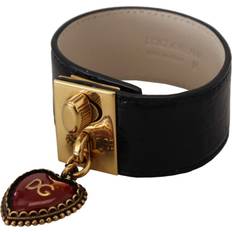 Black Dauphine Leather DG Heart Key Ring Bracelet