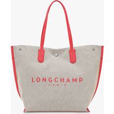 Longchamp Canvas Tote Bag med Læderdetaljer - Beige