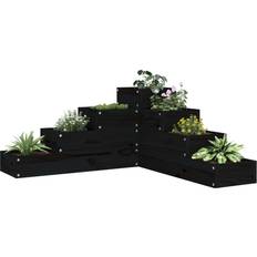 Pine Pots vidaXL Pflanzentreppe 4 Stufen 80.5 x 79 x 36 cm Schwarz