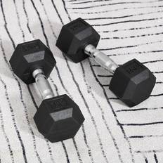 5 kg Dumbbells Homcom Hex Dumbbell Rubber Weights Sets 5kg