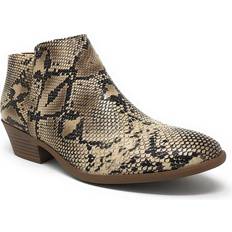Womens Mug Western Ankle Bootie Low Chunky Block Stacked Heel