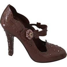 40 - Brun Højhælede sko Dolce & Gabbana Brown Floral Crystal CINDERELLA Heels Shoes EU40/US9.5