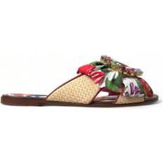 Dolce & Gabbana Multicolored Slippers & Sandals Dolce & Gabbana Multicolor Floral Flats Crystal Sandals Shoes EU35/US4.5