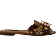 Dolce & Gabbana Multicolored Slippers & Sandals Dolce & Gabbana Multicolor Floral Embellished Slides Flats Shoes EU36/US5.5