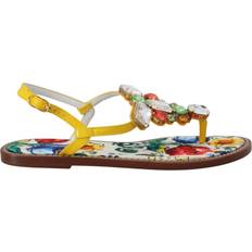 Dolce & Gabbana Multicolored Slippers & Sandals Dolce & Gabbana Multicolor Majolica Crystal Sandals Flip Flop Shoes