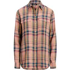 Lauren Ralph Lauren Checked Plaid Linen Shirt - Antique Rose