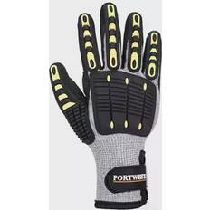 Portwest A729 Anti impact skärskydds fodrad handsker Cut C, Grå/Svart