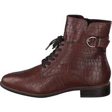 Laced Chelsea Boots Tamaris Mahogany Croco Zapatos - Marrón