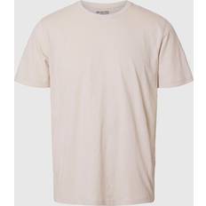 Beige T-shirts Selected Bomuldsslub T-shirt Grå