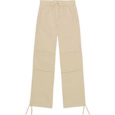GOTS (Global Organic Textile Standard) Trousers Ganni Washed Cotton Canvas Draw String Trousers in Pale Khaki Women's