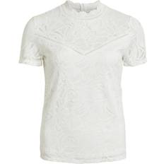 Vila Blouses Vila Lace Embroidered Short Sleeve Top - Cloud Dancer