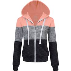 Women's Slim Fit Color Block Hoodie - Pink