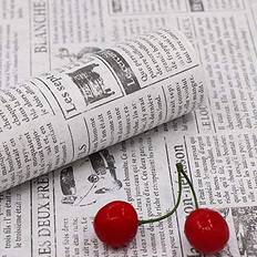 Tanone White Vintage Newspaper Wallpaper 17.7" X 6.5ft Literature and Art French Language Wallpaper Self Adhesive Peel and Stick Wallpaper for Countertops Cabinets Decorative Dormitory Old Furniture