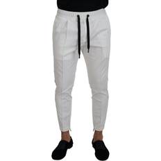 Dolce & Gabbana Pants Dolce & Gabbana White Cotton DG Logo Jogger Pants IT46 White IT46