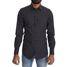 Men - One Size Shirts Dolce & Gabbana Black White Polka Dots Casual Shirt IT37