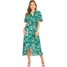 Wrap-Around Dresses Yumi Mela London Floral Print Wrap Midi Dress, Green