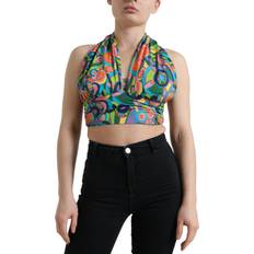 Multifarvet - Træningstøj Toppe Dolce & Gabbana Multicolor Halter Sleeveless Cropped Tank Top IT40