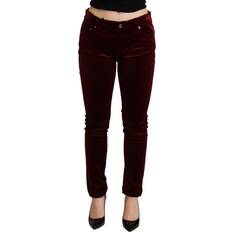 Dolce & Gabbana Red Pants & Shorts Dolce & Gabbana Bordeaux Red Velvet Skinny Trouser IT36 Red IT36